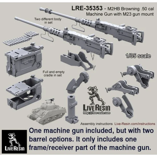 Live Resin LRE35353 1/35 M2HB Browning .50 Caliber Machine Gun w/M23 Mount in WWII/Korean/Vietnam/Cold War - Military Vehicles & Tanks