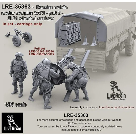 Live Resin LRE35363 1/35 Russian Mobile Mortar Complex SANI #2 - 2L81 Wheeled Carriage