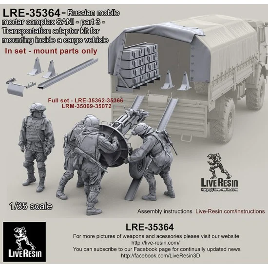 Live Resin LRE35364 1/35 Russian Mobile Mortar Complex SANI #3 - Mount Parts for Truck Body