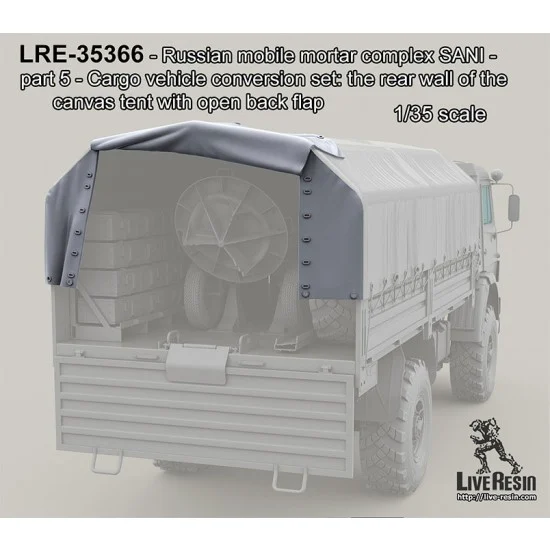 Live Resin LRE35366 1/35 Russian Mobile Mortar Complex SANI #5 - Truck Body Tent Open Rear Part