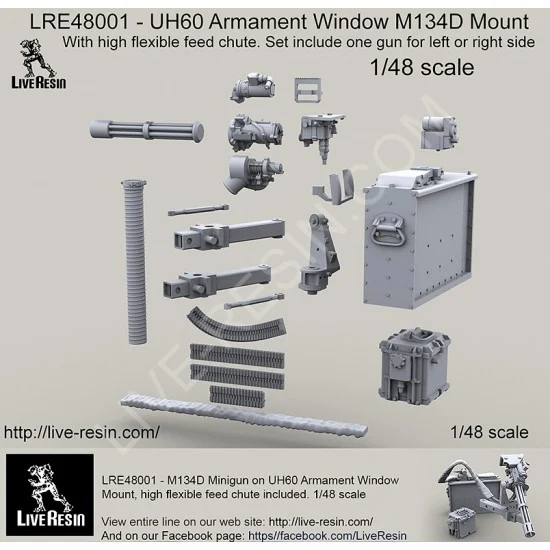Live Resin LRE48001 1/48 UH60 Black Hawk Armament Window M134D Mount - Model Planes