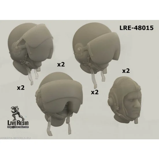 Live Resin LRE48015 1/48 Helicopter Pilot Heads - Closed Visor