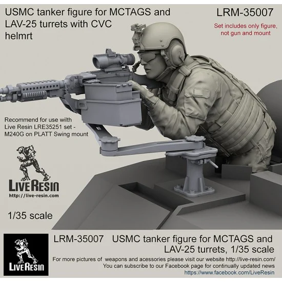 Live Resin LRM35007 1/35 USMC Tanker for MCTAGS and LAV-25 Turrets with CVC Helmet