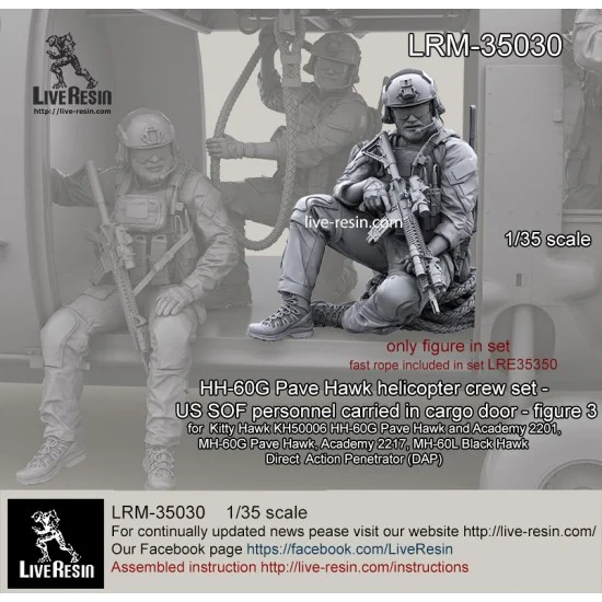Live Resin LRM35030 1/35 HH-60G Pave Hawk Helicopter Crew - US SOF Personnel Carried in Cargo Door Vol.3