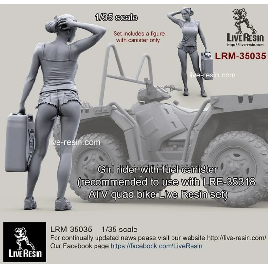Live Resin LRM35035 1/35 Girl Rider with Fuel Canister - Model Figures