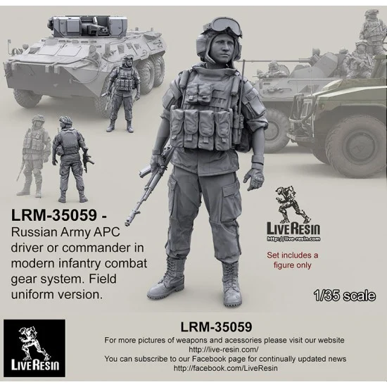 Live Resin LRM35059 1/35 Russian APC Driver/Commander in Modern Infantry Combat Gear set 12. Field Uniform - Model Figures