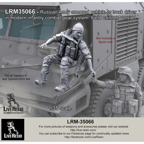Live Resin LRM35066 1/35 Russian Driver In Modern Infantry Combat Gear System Set 19. Field Uniform - Model Figures