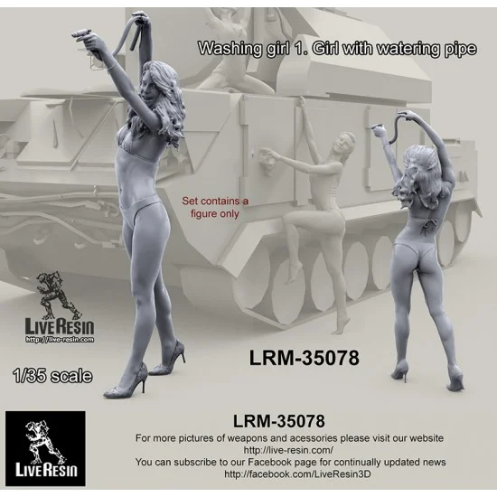 Live Resin LRM35078 1/35 Washing Girl #1 Girl Clearing Posing - Model Figures