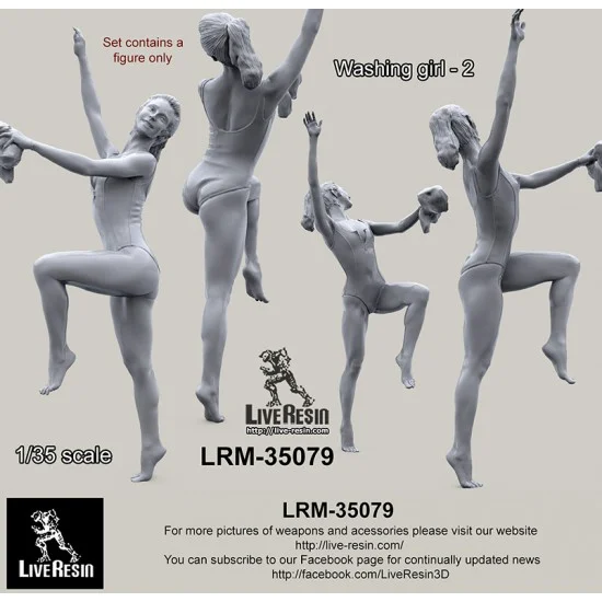 Live Resin LRM35079 1/35 Girl Wash a Different Vehicle - Model Figures