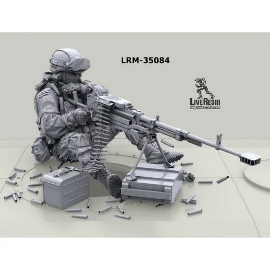 Live Resin LRM35084 1/35 Russian Soldier In Modern Infantry Combat Gear System w/Kord 12.7 Heavy MG #25 - Model Figures