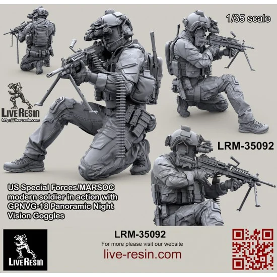 Live Resin LRM35092 1/35 US Special Forces/MARSOC Soldier w/GPNVG-18 Panoramic Night Vision Goggles Figure #3