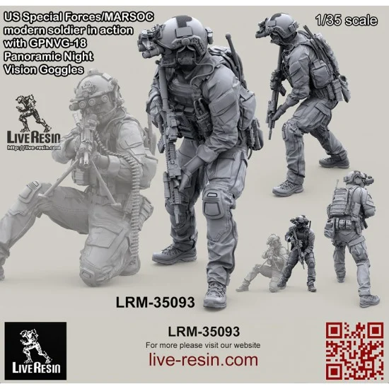Live Resin LRM35093 1/35 US Special Forces/MARSOC Soldier w/GPNVG-18 Panoramic Night Vision Goggles Figure #4