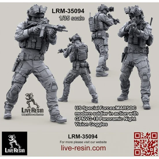 Live Resin LRM35094 1/35 US Special Forces/MARSOC Soldier w/GPNVG-18 Panoramic Night Vision Goggles Figure #5