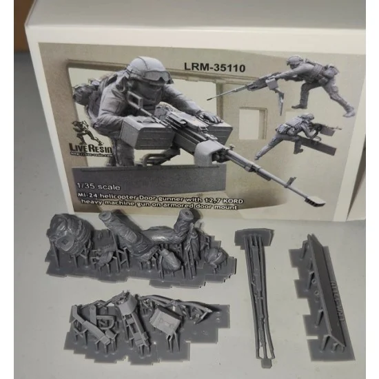 Live Resin LRM35110 1/35 Mi-24 Helicopter Door Gunner w/12,7 Kord Heavy Machine Gun On Armoured Door Mount