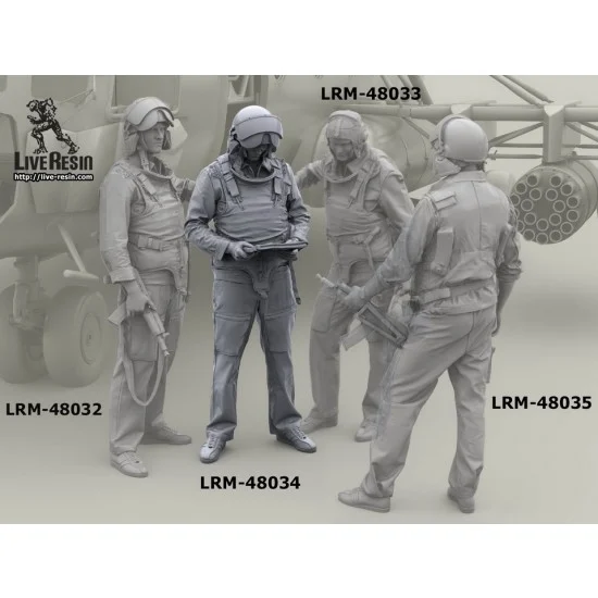 Live Resin LRM48034 1/48 Soviet Helicopter Pilot On Brief w/Cardholder, Afghan War #3 - Model Figures