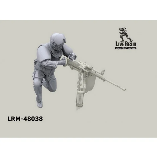 Live Resin LRM48038 1/48 Soviet Helicopter Door Gunner, Knee Seating, Afghan War #7 - Model Figures