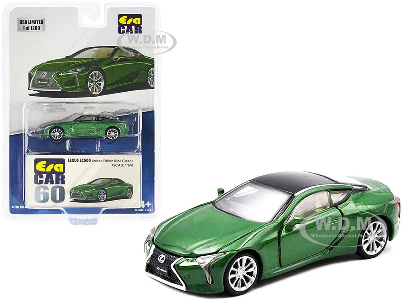 Lexus LC500 Nori Green Metallic with Black Top Limited Edition to 1200 pieces 1/64 Diecast Model Car by Era Car - Lexus Models