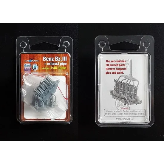 LUKGRAPH 48-A004 1/48 Benz Bz.III Engine w/Exhaust Pipe