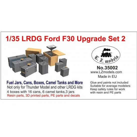 LZ Models 35002 1/35 LRDG Ford F30 Upgrade set #2 Fuel Jars, Cans, Boxes, Camel Tanks - Military Vehicles & Tanks