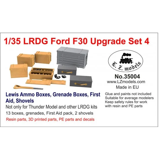 LZ Models 35004 1/35 LRDG Ford F30 Upgrade #4 Lewis Ammo Boxes, Grenade Boxes, First Aid, Shovels - Military Vehicles & Tanks