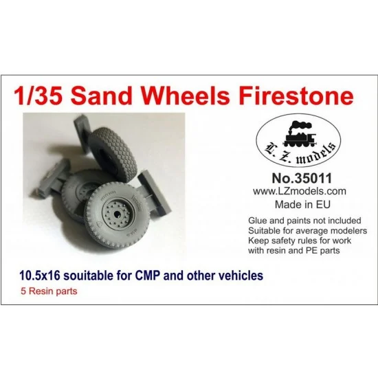 LZ Models 35011 1/35 CMP Sand Wheels Firestone 10.5x16in - Military Vehicles & Tanks