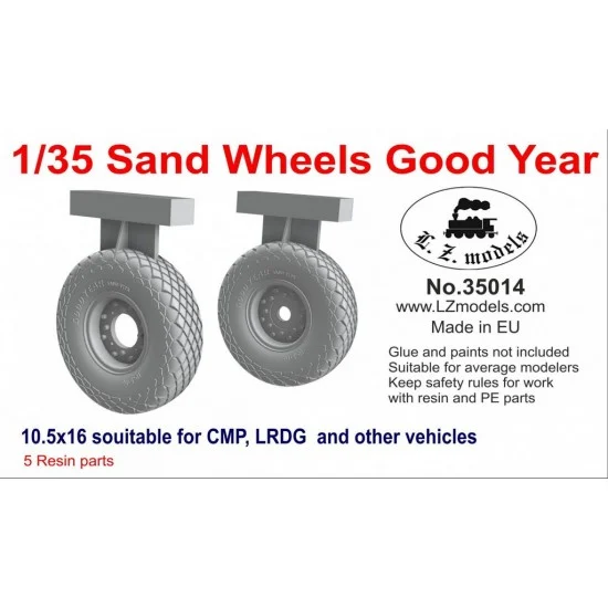 LZ Models 35014 1/35 CMP/LRDG Sand Wheels Good Year 10.5x16 - Military Vehicles & Tanks