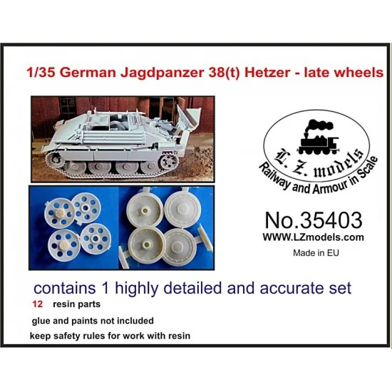 LZ Models 35403 1/35 German Jagdpanzer 38(t) Hetzer Late Wheels set (12 Resin parts) - Military Vehicles & Tanks