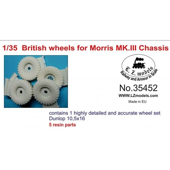 LZ Models 35452 1/35 British Morris Mk.III Chassis Wheels Set (5 Resin Wheels) - Military Vehicles & Tanks
