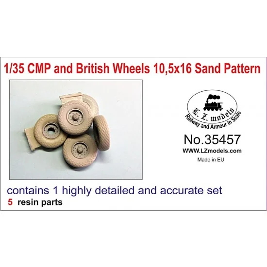 LZ Models 35457 1/35 10.5x16 Sand Pattern Wheels for CMP and British Trucks (5 Resin Parts) - Military Vehicles & Tanks