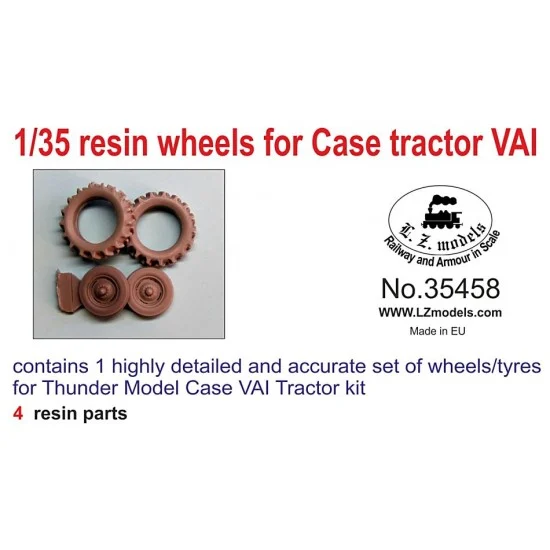 LZ Models 35458 1/35 Wheels for Case Tractor VAI for Thunder Model kit (4 Resin Parts) - Military Vehicles & Tanks