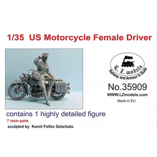 LZ Models 35909 1/35 US Motorcycle Female Driver (1 Figure) - Model Figures