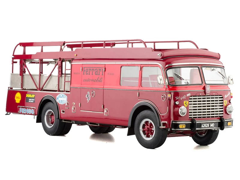 Fiat 642 RN2 Bartoletti Car Transporter "Ferrari Racing" Red 1/18 Diecast Model Car by CMC - Fiat Models