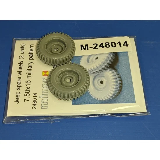 Minor 248014 1/24 Jeep 7.50x16 Military Pattern Spare Wheels (2pcs) - Military Vehicles & Tanks