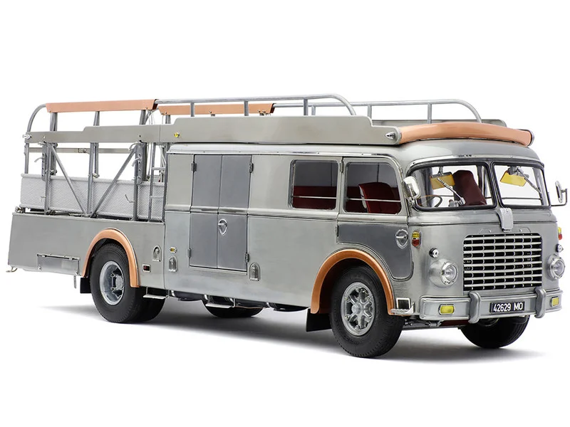 Fiat 642 RN2 Bartoletti Car Transporter Raw Metal Clear Finish Limited Edition to 500 pieces Worldwide 1/18 Diecast Model Car by CMC - Fiat Models