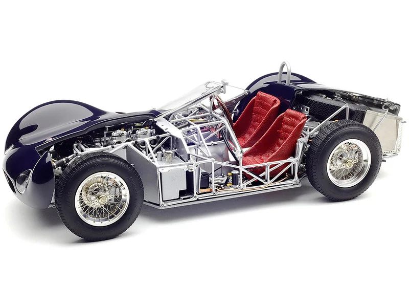 Maserati Tipo 60/61 "Birdcage" Dark Blue "Cut-Off Model" Limited Edition to 200 pieces Worldwide with Showcase and Baseplate 1/18 Diecast Model Car by CMC