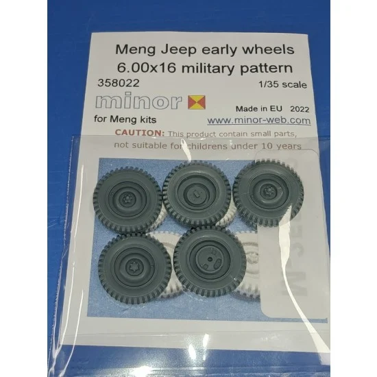Minor 358022 1/35 Jeep 6.00 x 16 Military Pattern Early Wheels for Meng kits - Military Vehicles & Tanks
