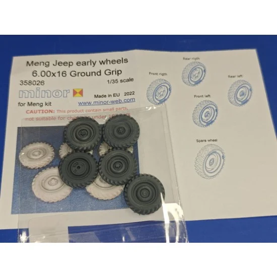 Minor 358026 1/35 Jeep 6.00 x 16 Ground Grip Early Wheels for Meng kits - Military Vehicles & Tanks