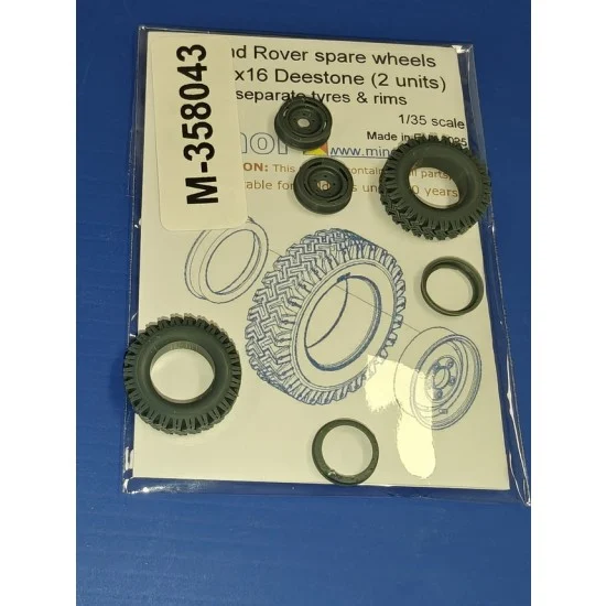 Minor 358043 1/35 Land Rover 7.50x16 Deestone Spare Wheels with Separate Rims (2pcs) - Military Vehicles & Tanks
