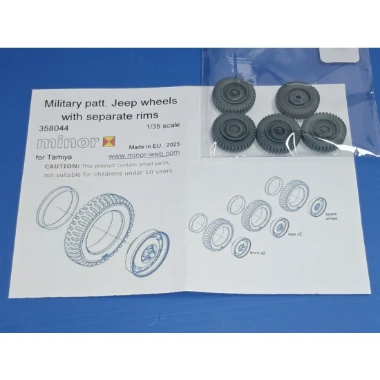 Minor 358044 1/35 Jeep 6.00 x 16 Military Pattern Wheels with Separate Rims for Tamiya kts - Military Vehicles & Tanks