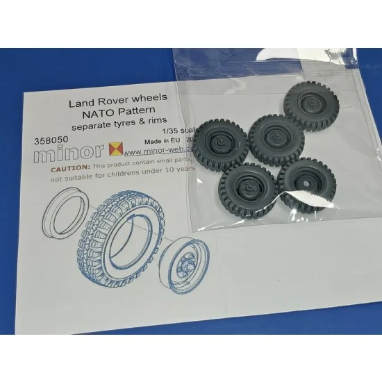 Minor 358050 1/35 Land Rover 7.50 NATO Wheels (separate rims) - Military Vehicles & Tanks