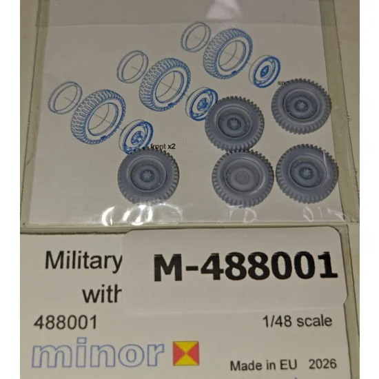Minor 488001 1/48 Jeep 6.00 x 16 Military Pattern Wheels with Separate Rims - Military Vehicles & Tanks