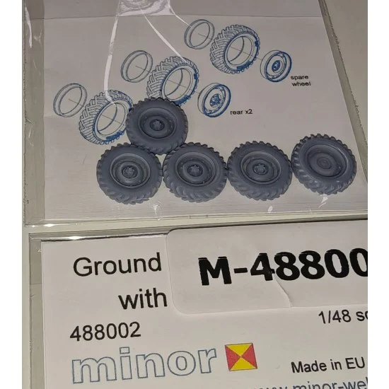 Minor 488002 1/48 Jeep 6,00 x 16 Ground Grip Wheels with Separate Rims - Military Vehicles & Tanks