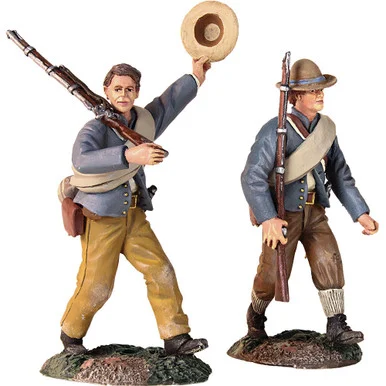 2pc "Huzza for the Company" Confederate Infantry Marching - William Britain