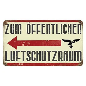 German Air Raid Shelter Metal Sign - Vintage Sign Co.