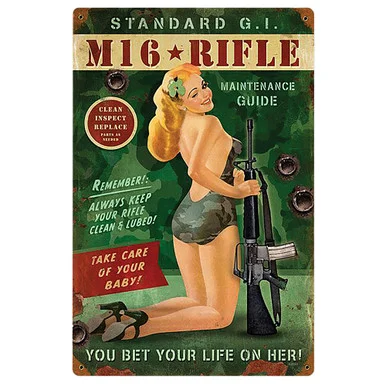 M16 Rifle Pin Up Metal Sign   HA064 - Vintage Sign Co.