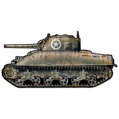M4A3 Sherman Tank Cutout Metal Sign - Vintage Sign Co.