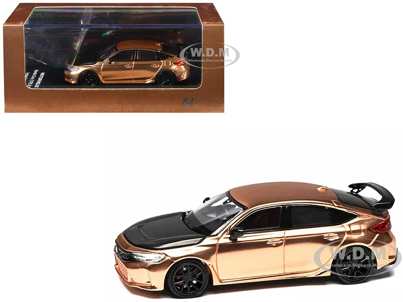 Honda Civic Type R (FL5) RHD (Right Hand Drive) Electroplating Copper Metallic with Carbon Hood "Hong Kong Toycar Salon 2025" "Senior 64" Series Limited Edition to 599 pieces Worldwide 1/64 Diecast Model Car by MotorHelix - Honda Models