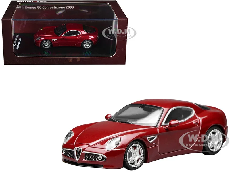 2008 Alfa Romeo 8C Competizione Competition Red Metallic 1/64 Diecast Model Car by MotorHelix - Alfa Romeo Models