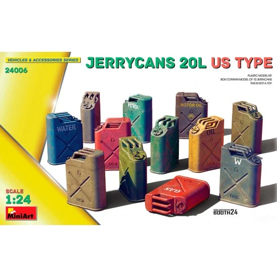 MiniArt 24006 1/24 US Type 20L Jerrycan (12pcs) - Scenics & Diorama