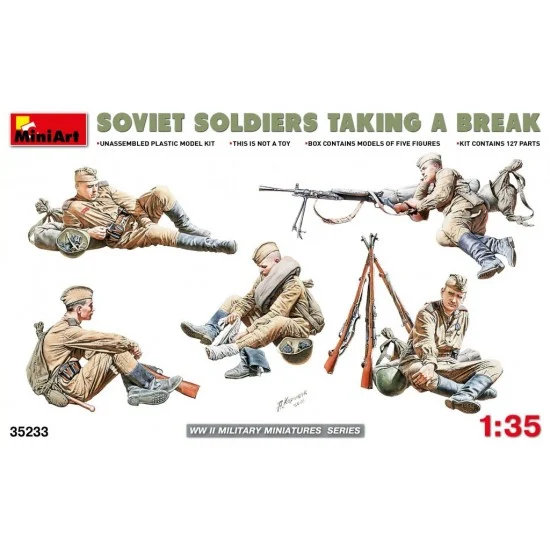 MiniArt 35233 1/35 WWII Soviet Soldiers Taking a Break (5 figures) - Model Figures